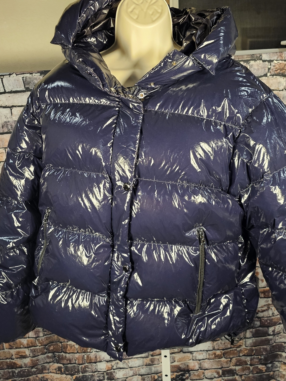 Bogner Evelia-D Real Down Glossy Puffer Jacket XL US 14 Navy Luxury Ski Coat NWT